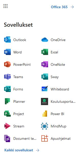 office 365 tuni|M365:n työkalut käyttöösi vohvelivalikosta .